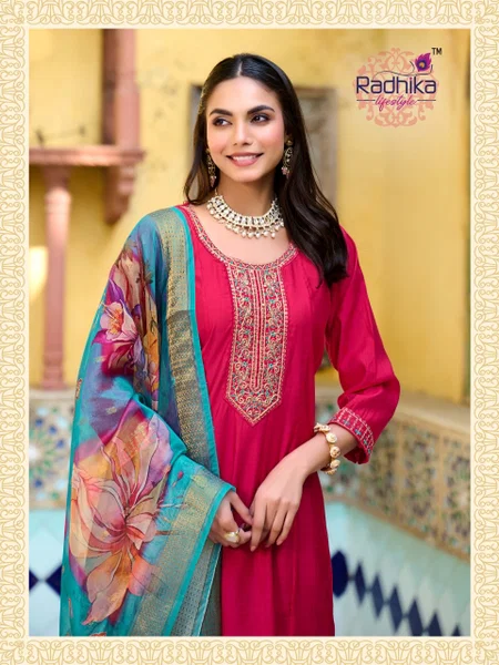 Lichi Vol 1 By Radhika Roman Silk Kurti With Bottom Dupatta Wholesalers In Surat
